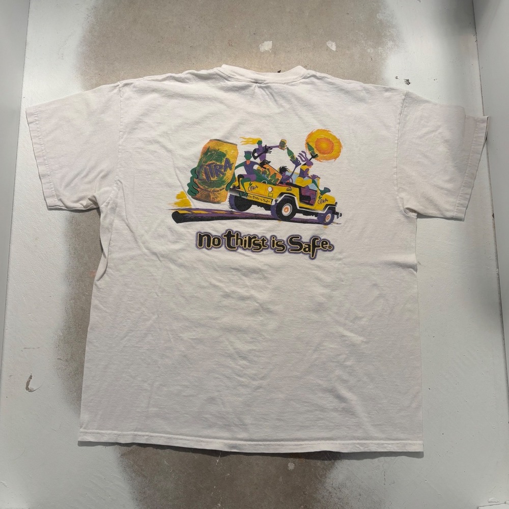 Vintage 90s Citra Soda Promo T-Shirt Delta Pro Weight White XL Jeep Graphic